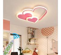 Plafonnier LED Chambre d’enfant Moderne Luminaire Garçons Filles Chambre à Coucher Dimmable Lustre Cœur Pour Salle à Manger Cuisine Petit salon Lampe Suspendue (Cœur Rose)