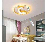 Plafonnier LED Chambre Enfant, Lampe de Plafond Moderne avec Télécommande Dimmable 3000K-6500K Chambre Éclairage Girafe Creative Métal Acrylique Plafond pour Garçon Fille Bébé 40cm