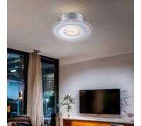 Plafonnier LED plafonnier rond lampe de couloir lampe de cuisine chromée, verre partiellement satiné, 5W 400lm blanc chaud, DxH 16x5,2 cm