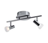 Plafonnier LED chrome plafonnier salon 2 flammes, avec spot orientable, 2x 4,6W 2x 229lm blanc chaud, LxP 38x14 cm