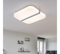 Plafonnier LED chromé pour salon, salle à manger, carré, 28 watts, 1000 lumens, 3000 Kelvin, LxlxH 33,5 x 33,5 x 6,7 cm