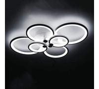 Plafonnier LED Circulaire à 6 Têtes, Design Moderne Et Encastré, Luminaire Décoratif De Plafond, Idéal pour Un Salon, Une Salle à Manger Ou Une Chambre à Coucher, Black+Cold White, 80W