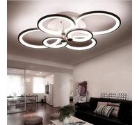 Plafonnier LED Circulaire à 6 Têtes, Design Moderne Et Encastré, Luminaire Décoratif De Plafond, Idéal pour Un Salon, Une Salle à Manger Ou Une Chambre à Coucher, Black Neutral Light, 80W
