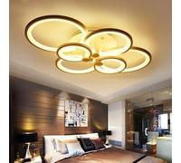 Plafonnier LED Circulaire à 6 Têtes, Design Moderne Et Encastré, Luminaire Décoratif De Plafond, Idéal pour Un Salon, Une Salle à Manger Ou Une Chambre à Coucher, Brown+Warm White, 80W