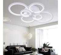 Plafonnier LED Circulaire à 6 Têtes, Design Moderne Et Encastré, Luminaire Décoratif De Plafond, Idéal pour Un Salon, Une Salle à Manger Ou Une Chambre à Coucher, White+Cold White, 80W