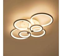 Plafonnier LED Circulaire à 6 Têtes, Design Moderne Et Encastré, Luminaire Décoratif De Plafond, Idéal pour Un Salon, Une Salle à Manger Ou Une Chambre à Coucher, Brown+Cold White, 80W