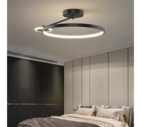 Plafonnier Led Circulaire Moderne de 50 Cm Pour Chambre Et Couloir, Éclairage Intérieur Blanc Chaud Élégant, Design Noir Épuré, Élément de Décoration Contemporain./Blanc Chaud/Noir 50 Cm