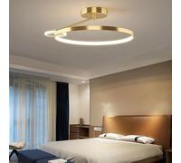Plafonnier Led Circulaire Moderne de 50 Cm Pour Chambre Et Couloir, Éclairage Intérieur Blanc Chaud Élégant, Design Noir Épuré, Élément de Décoration Contemporain./Lumière Neutre/Doré 50Cm