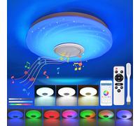 Plafonnier LED Couleur Bluetooth RGB 36W Chambre Enfant Telecommande Dimmable Ado Connecté+Lampe USB Luminaire Lustre sans Percer Adulte Fille Salon Ceiling Light avec Haut-Parleur Contrôle APP Ø28CM