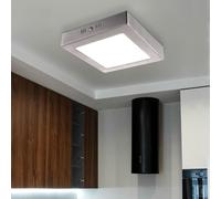Plafonnier carré LED pour couloir, plafonnier argenté pour salon, verre satiné, 6W 400lm blanc chaud, LxPxH 12x12x4 cm