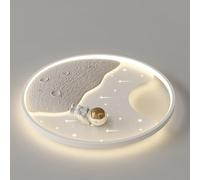 Plafonnier LED créatif 50W pour chambre d'enfant, motif astronaute et lune, avec intensité variable. Décoration murale en résine. Idéal pour chambre de garçon ou de fille, chambre de bébé ou d'enfant.