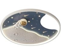 Plafonnier LED créatif 50W pour chambre d'enfant, motif astronaute et lune, avec intensité variable. Décoration murale en résine. Idéal pour chambre de garçon ou de fille, chambre de bébé ou d'enfant.
