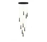 Plafonnier LED créatif pour escalier en colimaçon de Salon, Lustre spiralé réglable de Style Nordique, Lampe en Forme de Carillon, lustres d'escalier LED - Lumière Noire et Blanche 40t Robin
