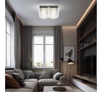 Plafonnier LED Cuisine Verre Lumière pour Salle à Manger Chrome L 24 CM