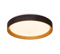 Plafonnier LED de plafond 30W Ø40cm CCT 3000K-6000K, Noir/effet bois, lumière réglable - Modèle ""LUNADA""