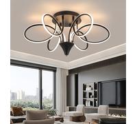 Plafonnier LED de salon, Plafonnier moderne minimaliste, Plafonnier décoratif d'intérieur pour le salon, la chambre et le bureau avec télécommandes (noir, D75)