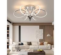 Plafonnier LED de salon, Plafonnier moderne minimaliste, Plafonnier décoratif d'intérieur pour le salon, la chambre et le bureau avec télécommandes (chrome, D75)