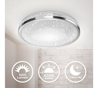 Plafonnier LED décor étoilé 15W 4000K finition chrome Ø329mmm éclairage plafond