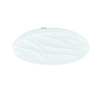 Plafonnier LED décor ondulé Plafonnier blanc Salon rond, acier, 24W 2500Lm blanc chaud, DxH 44x7 cm