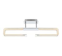 Plafonnier LED design arche en verre satiné, luminaire de cuisine chromé, 13,5W 1030Lm blanc chaud, LxPxH 71x6x23 cm
