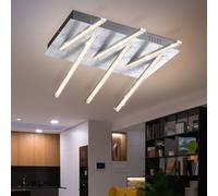 Plafonnier LED plafonnier design lumière cristal LED lampe de salon, argent 30W 1800lm blanc chaud, LxH 48x12 cm