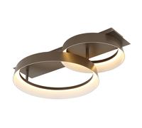 Plafonnier LED Design Lampe de plafond couleur café Salle à manger Anneaux, métal, 24W 1145Lm blanc chaud, LxLxH 50x35x12 cm