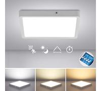 Plafonnier LED Detecteur de Mouvement Interieur, 22,5cm Lampes avec Radar Detecteur, Crepusculaire Capteur, 230V Luminaire Automatique avec Chaude, Nature et Froid, Cave Porte D'entree Salle Cuisine