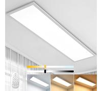 Plafonnier LED Dimmable 100x25cm avec Télécommande, Lumière forte (28W, Blanc Chaud/Naturel/Froid 2700K - 6500K) Lampe de Plafond pour Bureau, Chambre, Cuisine, Salon