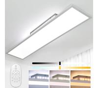 Plafonnier LED Dimmable 120x30CM avec Fonction Mémoire, Plafonnier Salon 52W avec TéLécommande, Lampe Panneau LED Rectangulaire 2700k-6500k, Luminaire Plafonnier Blanc Chaud/Blanc Froid Pour Cuisine
