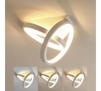 Plafonnier LED Dimmable Lampe de plafond design à 2 ring lampe murale de Couloir Moderne Blanc Rond Luminaires de Plafond pour Cuisine Chambre Salon Bureau Balcon Éclairage, 26W, 3000K/4500K/6000K