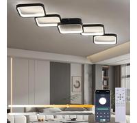 Plafonnier LED Dimmable Lampe de plafond Salon avec Télécommande, 92cm 45W, 3600LM, 3000K-6000K, Design Rectangulaire Moderne Lampe de Salon, Plafonnier Chambre avec Fonction Mémoire et Veilleuse