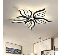 Plafonnier LED Dimmable Lampe de salon avec télécommande Plafonnier de chambre Éclairage de plafond moderne le noir Design créatif Lampe de chambre Gradation Couleur changeante Plafonnier 5 têtes 48W