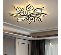 Plafonnier LED Dimmable Lampe de salon avec télécommande Plafonnier de chambre Éclairage de plafond moderne le noir Design créatif Lampe de chambre Gradation Couleur changeante Plafonnier 12 têtes