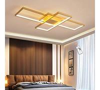 Plafonnier LED Dimmable Lampe De Salon Lampe De Plafond Moderne Lustre Aluminium Suspension Acrylique Design Rectangulaire Chambre Salle À Manger Cuisine Bureau Intérieur Eclairage,D'or,110cm
