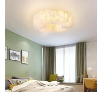 Plafonnier LED Dimmable Moderne Lampe de plafond Plume blanche Suspension Pour le plafond Style crème Chambre à coucher Salon Lampe Economie d'énergie Style moderne Minimaliste E27 (Taille : A63cm)