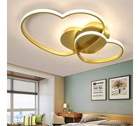 Plafonnier LED Dimmable Plafond Moderne Coeur Acrylique Chambre D'enfants Lampe Avec Télécommande Garçons Filles Plafonnier Dessin Animé Lustre Enfants Plafonnier Intérieur Chambre Décor Lampe,D'or