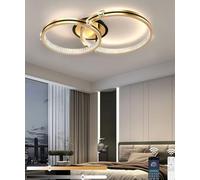 Plafonnier LED dimmable Plafonniers moderne à anneau en cristal avec télécommande Lampe pendante ajustable (3000K-6000K) pour le salon,la chambre à coucher et la salle à manger Or (L58CM)