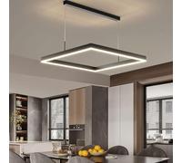 Plafonnier LED d'intérieur Suspendu, luminaire Suspendu LED carré Moderne, Lustre Simple Compatible avec Le Salon, Lampe rectangulaire Noire, luminaire Suspendu pour Le Hall d'entrée