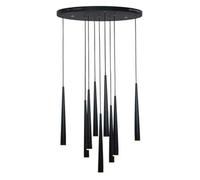 Plafonnier LED d'intérieur, Suspension à Faisceau Haut pour Hall d'entrée, Lustre linéaire Noir à Long Tube pour escalier, Grand Format