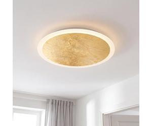 Plafonnier LED doré noir dimmable 3 niveaux aluminium salon chambre blanc neutre 3500 K 24 W Ø40 cm anti-éblouissement lampe murale moderne