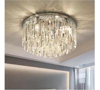 Plafonnier LED E14 K9 en Cristal Brillant, Montage Rond en métal doré/chromé (Chrome, 50 cm)