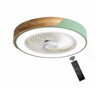 Plafonnier LED en bois avec ventilateur, ventilateur de plafond à 6 niveaux de vitesse du vent, lumière à intensité variable en continu, réversible, éclairage moderne pour salon, salle à manger