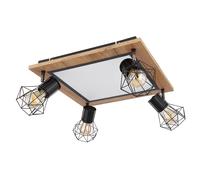 Plafonnier LED en bois, lampe de salon, lampe de salle à manger, fonction mémoire, spots mobiles, 24W 1800lm 3000K blanc chaud, H 22,5 cm