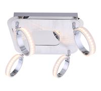 Plafonnier LED en chrome, incrustation d'aluminium Globo IDAHO