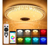 Plafonnier LED en cristal 72 W avec haut-parleur Bluetooth, intelligent avec télécommande et application, changement de couleur,