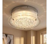 Plafonnier LED En Cristal De Verre Pour Salon Éclairage Chromé D 28 Cm