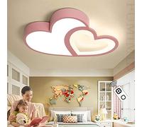 Plafonnier LED en Forme de Coeur Ultra-Mince créatif plafonnier Moderne Amour Acrylique Ombre télécommande dimmable en métal Salon Chambre d'enfant Chambre Lampe de Bureau éclairage de Plafond,