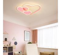 Plafonnier LED, en forme de cœur, à intensité variable, avec télécommande, trois couleurs de lumière, 3000-6000 K, rose, pour chambre d'enfant, chambre à coucher, hôtel