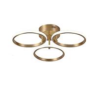 Plafonnier LED en Laiton, Design Moderne avec Abat-Jour à Trois Anneaux, Base décorative en Laiton Vintage, idéal pour Une Chambre, Une Salle de Bain, Un Couloir ou Une Cuisine, lumière Tricolore