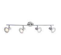 Plafonnier LED en métal chromé et cristaux blancs, éclairage mobile
